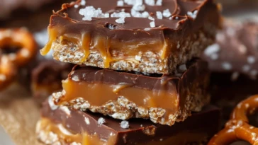 No Bake Salted Caramel Pretzel Bars