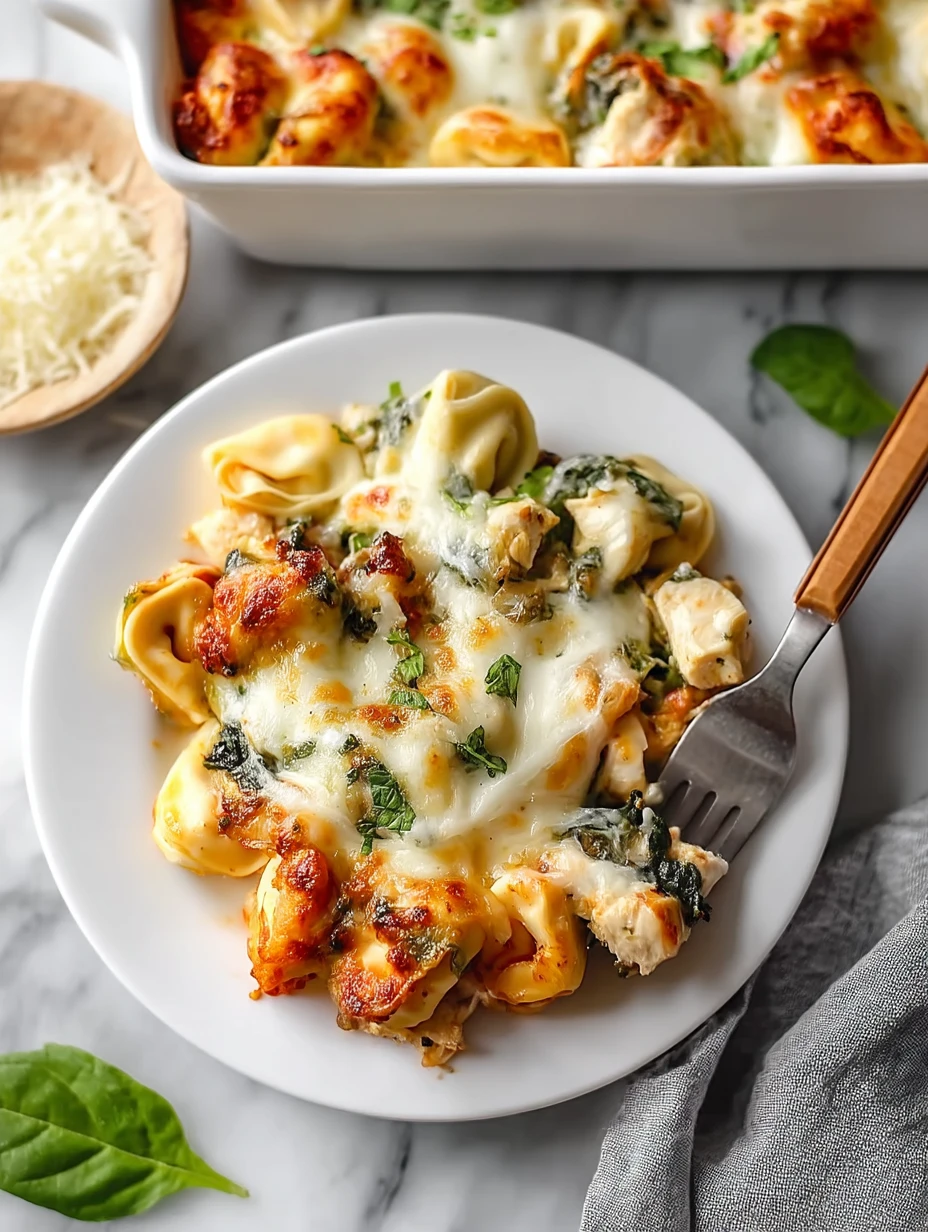 Cheesy Chicken Tortellini Bake for Two