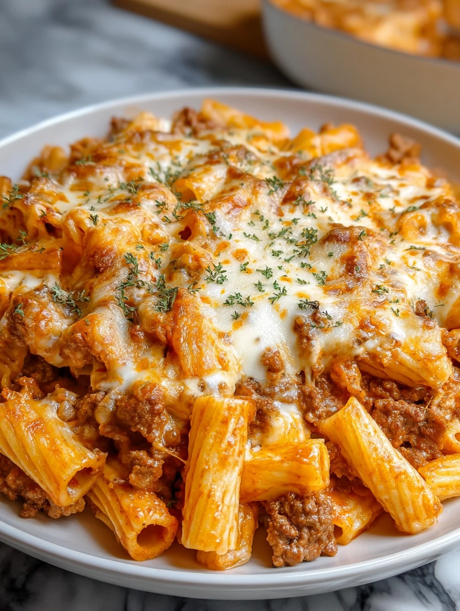 Beef Rigatoni Cheese Bake