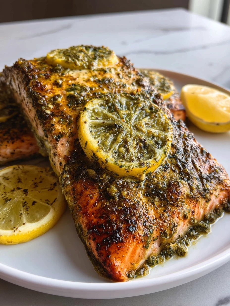 Juicy Baked Pesto Salmon