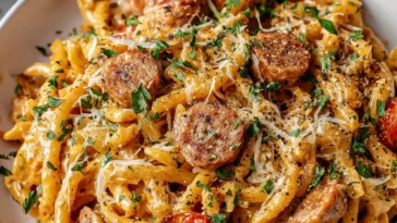 One Pot Creamy Cajun Sausage Pasta