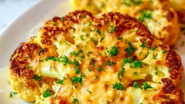 Golden Crusted Cheesy Cauliflower Steaks