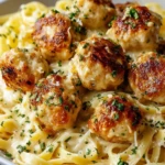 Garlic Butter Chicken Balls with Creamy Parmesan Pasta
