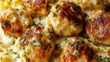 Garlic Butter Chicken Balls with Creamy Parmesan Pasta