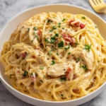 Creamy Crockpot Chicken Spaghetti