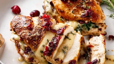 Cranberry Brie Stuffed Chicken Breasts