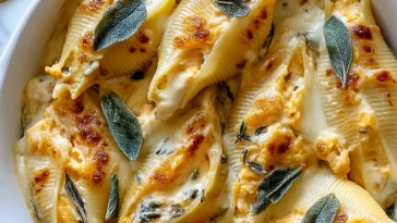 Pumpkin Gouda Stuffed Shells With Brown Butter Sage Alfredo Sauce