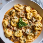 Cheesesteak Tortellini in Rich Provolone Sauce