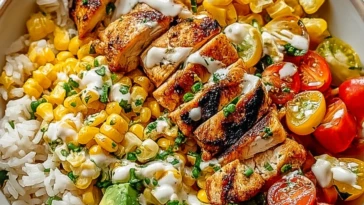 Healthy Chicken Rice Bowl with Street Corn