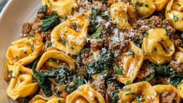 Savory Garlic Butter Beef and Spinach Tortellini