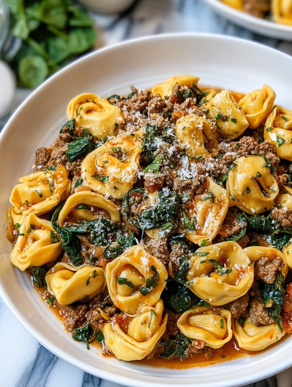 Savory Garlic Butter Beef and Spinach Tortellini