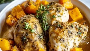 Crockpot Maple Dijon Chicken With Butternut Squash