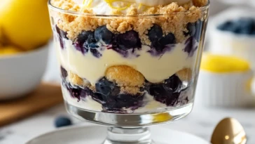 Easy Lemon Blueberry Cheesecake Trifle
