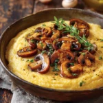 "Creamy Garlic Polenta With Mushrooms "