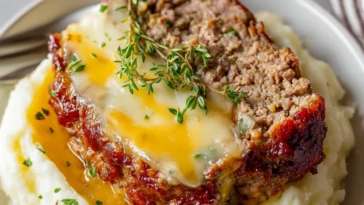 Meatloaf with Mashed Potatoes and Cheese
