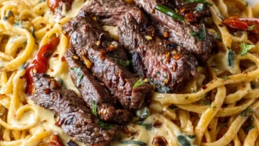 One-Pan Spicy Honey Garlic Steak Pasta