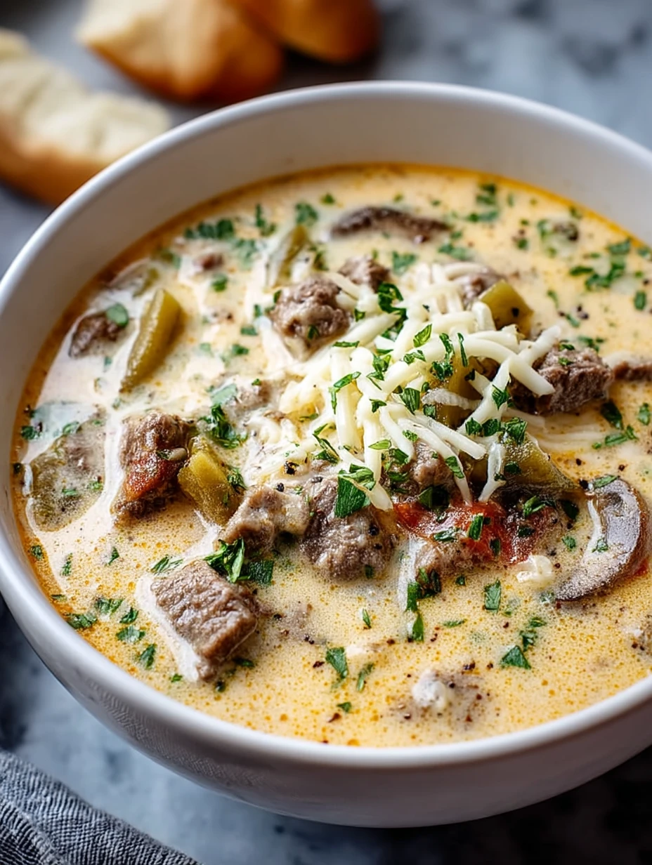 Creamy Philly Cheese Steak Soup