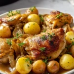 One Pan Chicken and Potatoes with Gravy