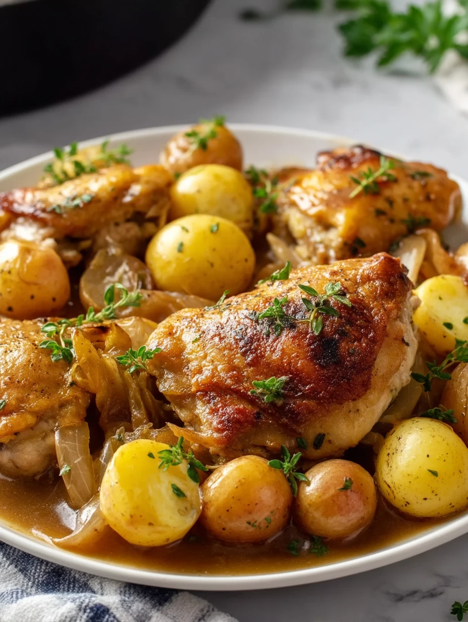 One Pan Chicken and Potatoes with Gravy