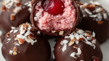 Chocolate Maraschino Cherry Coconut Truffles