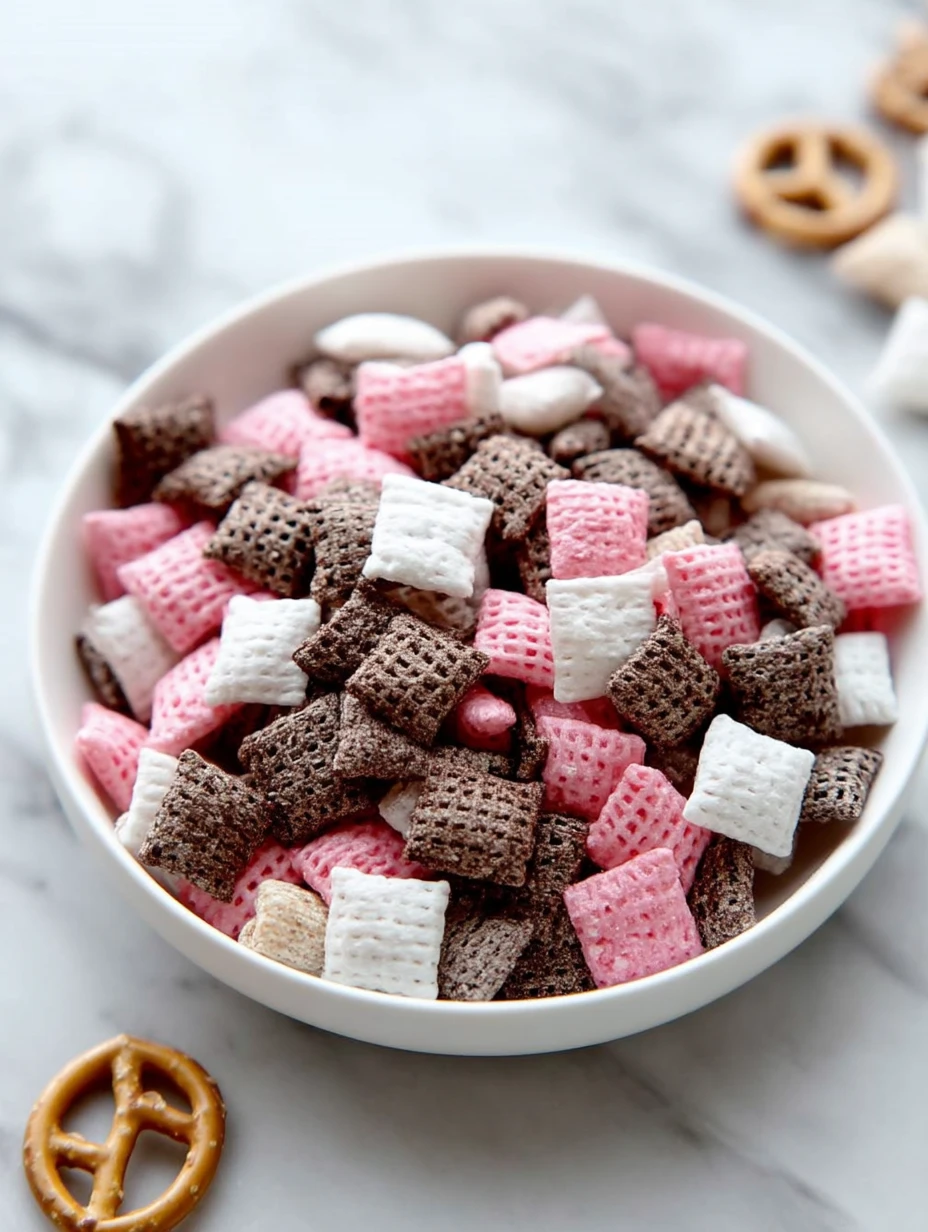 Sweet Easy Neapolitan Puppy Chow Snack Mix