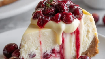 Cranberry White Chocolate Cheesecake