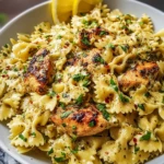 Mozzarella Garlic Butter Chicken Bowties in Cheesy Cream