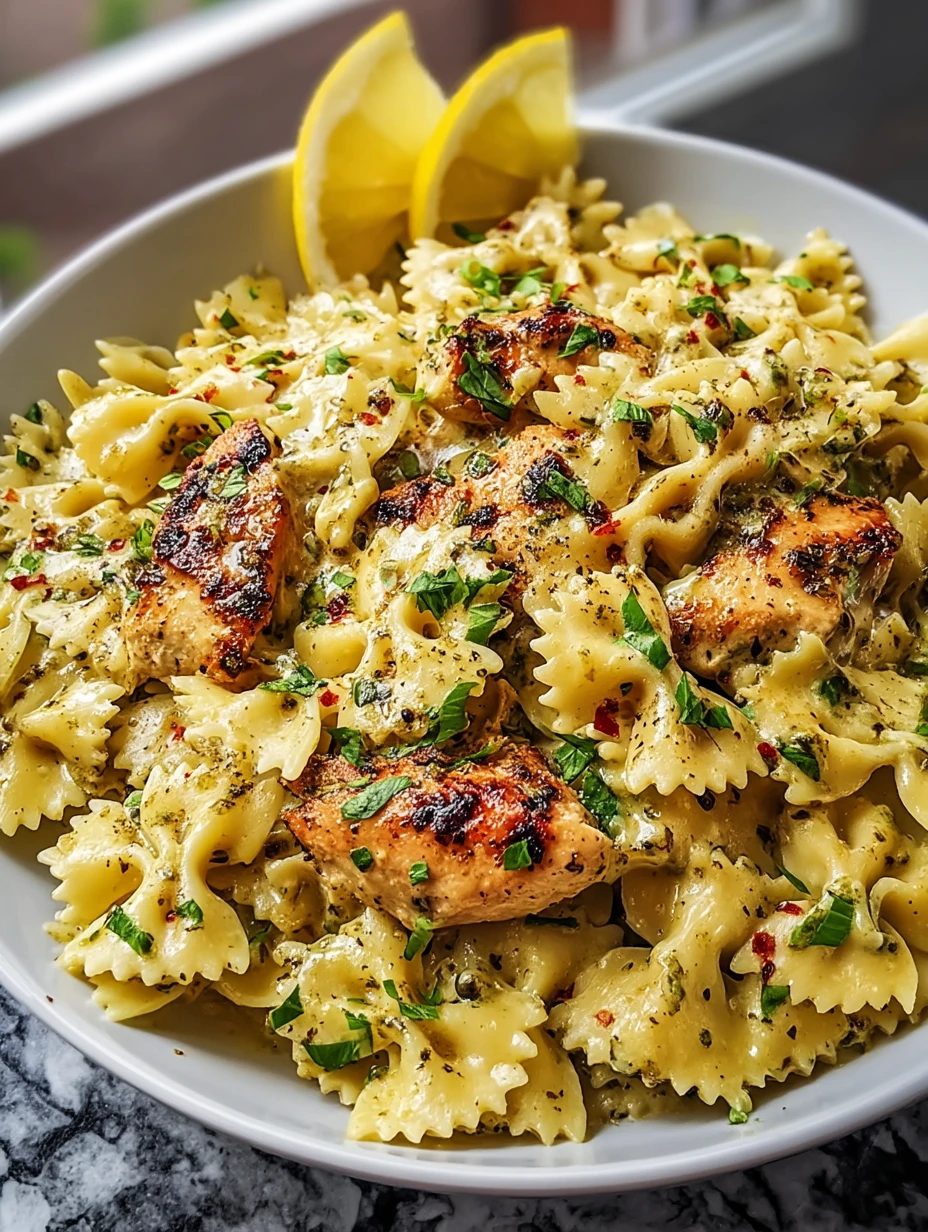 Mozzarella Garlic Butter Chicken Bowties in Cheesy Cream