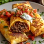 Crispy Cheesy Beef Chimichangas