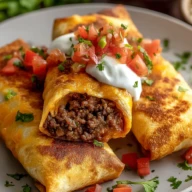 Crispy Cheesy Beef Chimichangas
