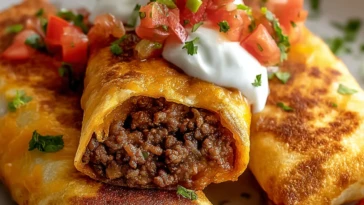 Crispy Cheesy Beef Chimichangas