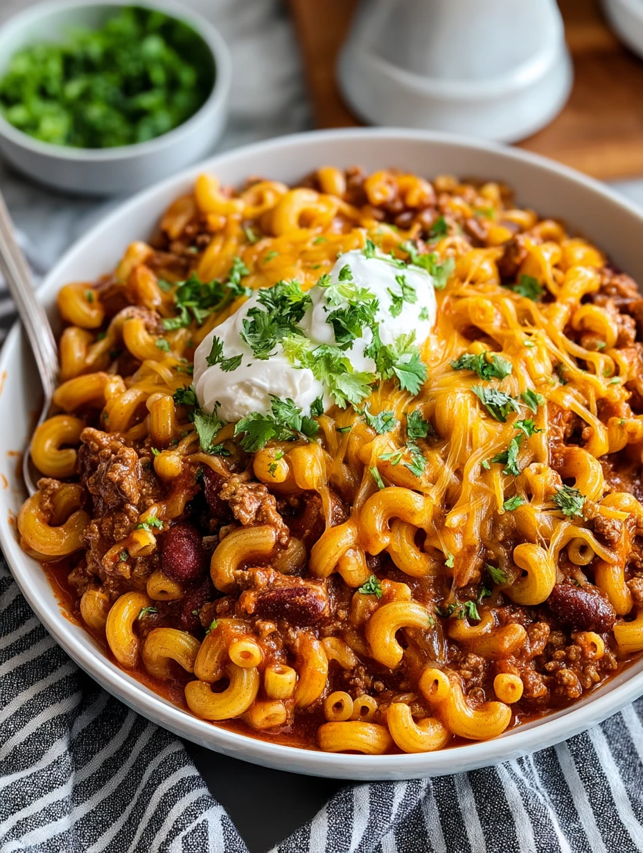 One Pot Chili Mac and Cheese