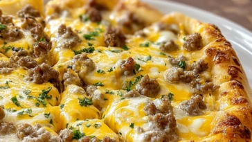 Sausage Gravy Crescent Roll Breakfast Pizza