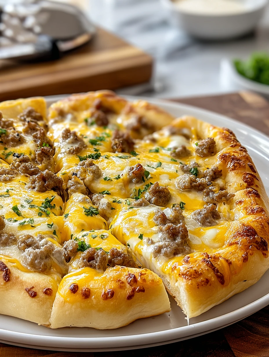 Sausage Gravy Crescent Roll Breakfast Pizza