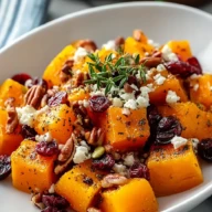 Honey Roasted Butternut Squash with Cranberries, Pecans, and Feta