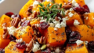 Honey Roasted Butternut Squash with Cranberries, Pecans, and Feta