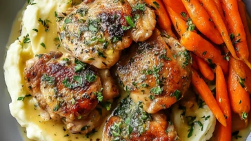 Creamy Herb Chicken Thighs with Carrots & Mash