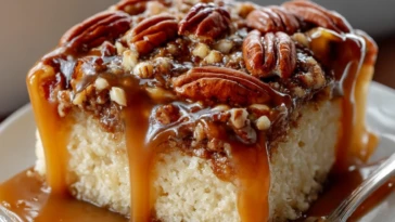 Butter Pecan Praline Poke Cake