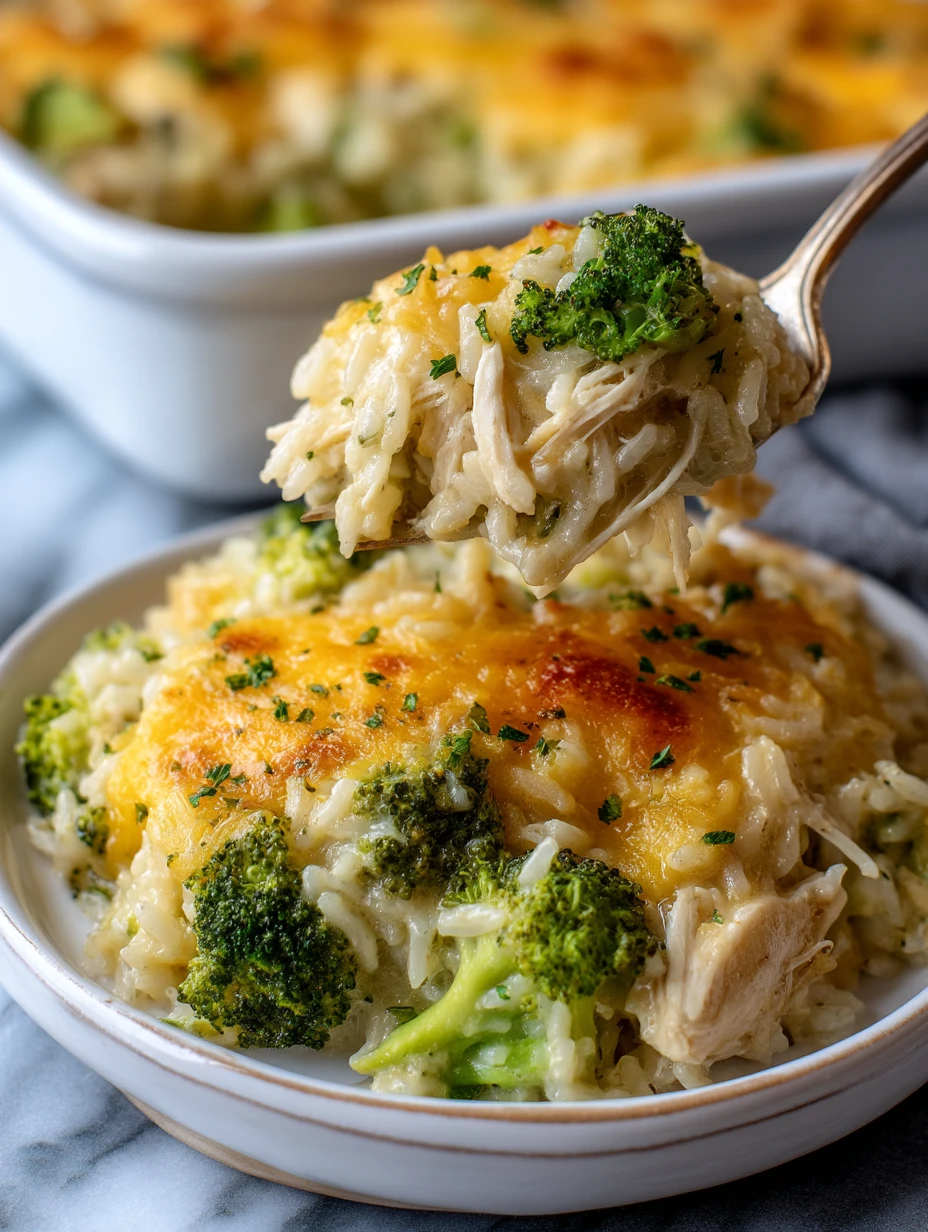 Cheesy Broccoli Chicken and Rice Casserole