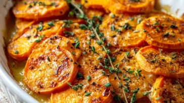 Garlic Scalloped Sweet Potatoes