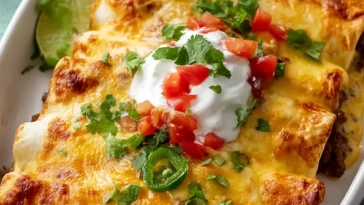 Loaded Beef Enchiladas With Cheese Sauce