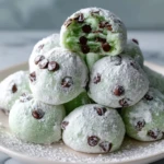 Mint Chocolate Chip Snowball Cookies