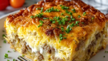 Sausage Egg and Cream Cheese Hashbrown Casserole