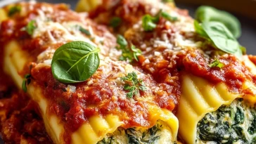 Spinach and Ricotta Stuffed Manicotti