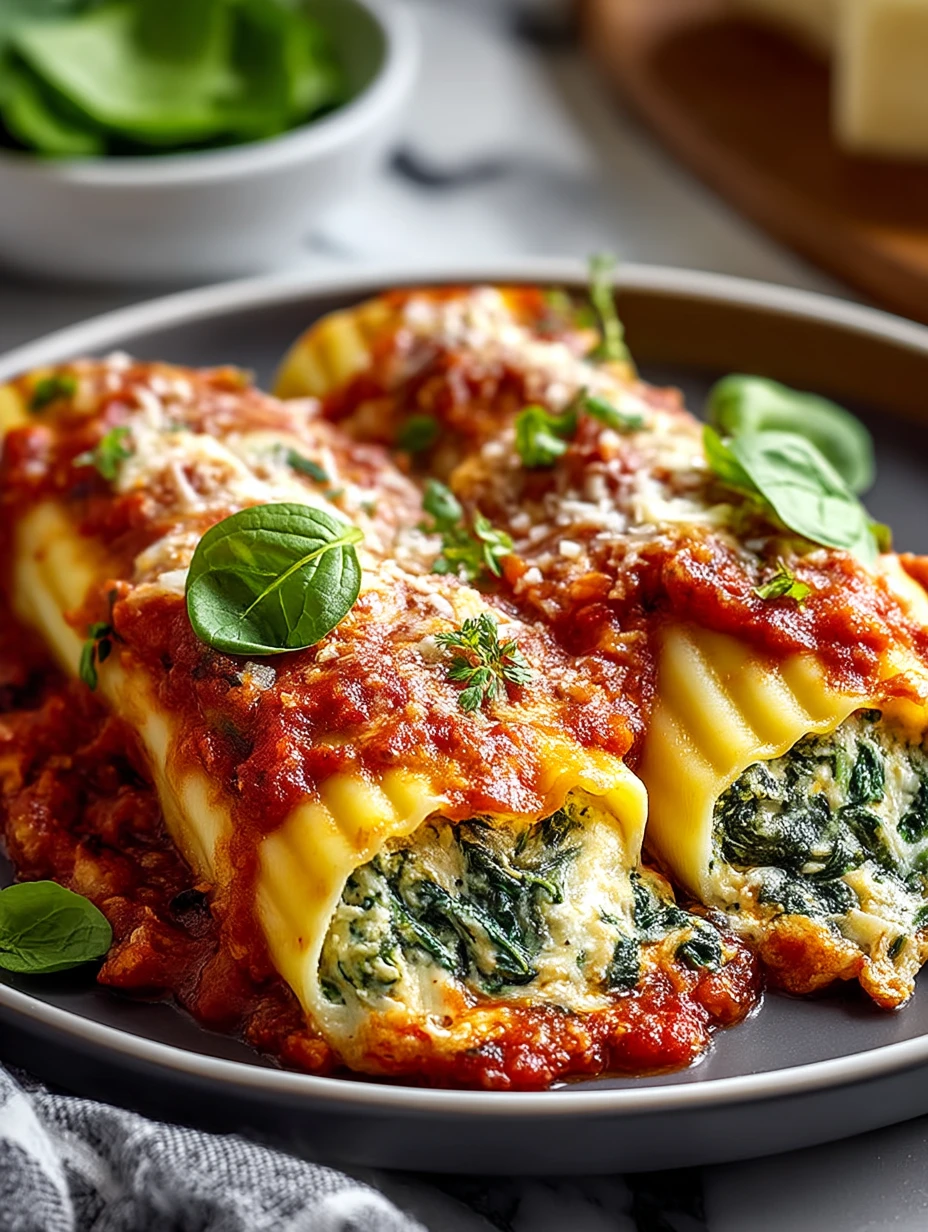 Spinach and Ricotta Stuffed Manicotti