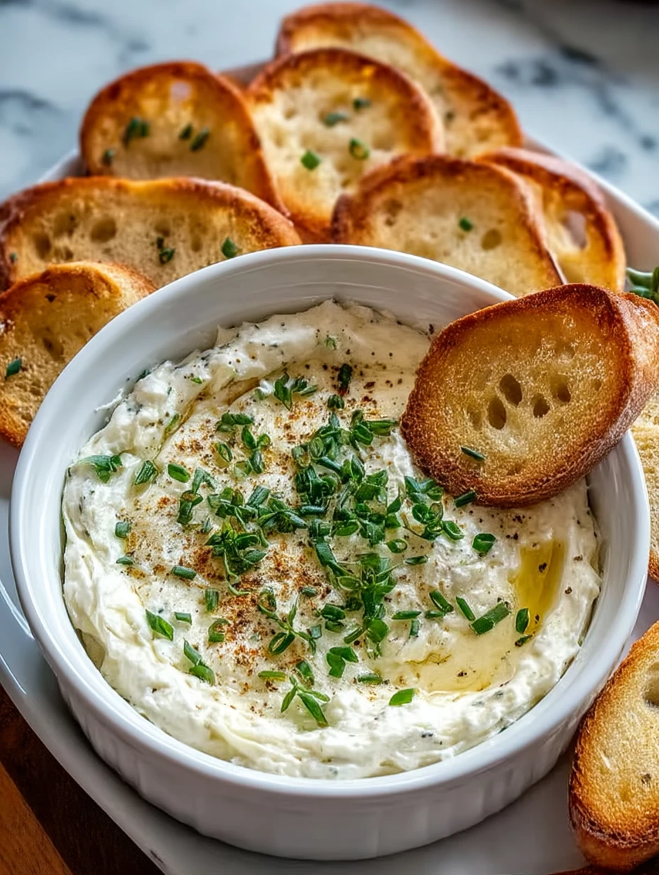 Warm Boursin Dip with Crostini