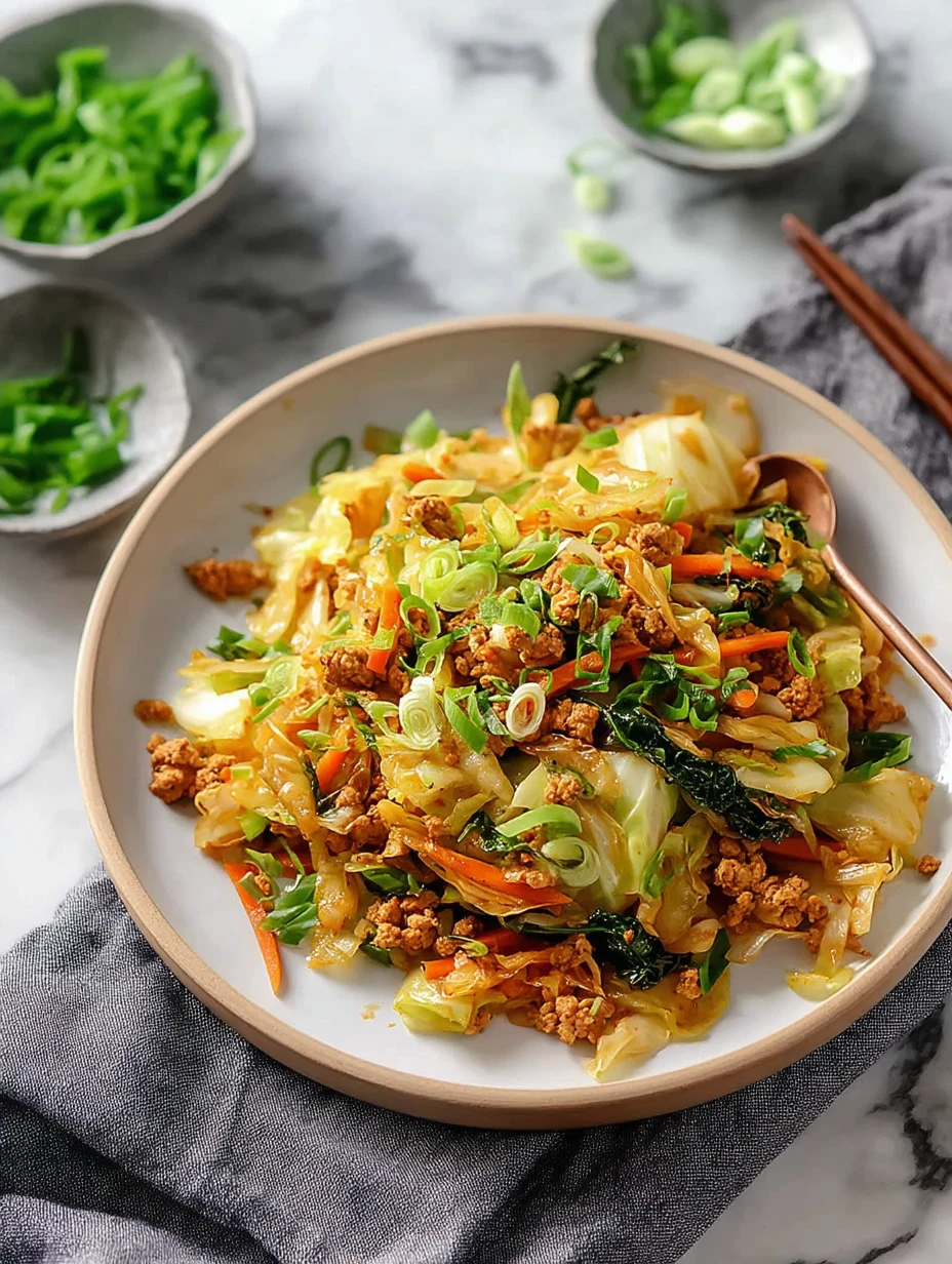 Easy Ground Chicken & Cabbage Stir Fry