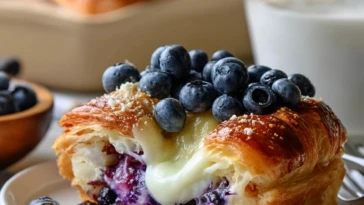 Blueberry Cream Cheese Croissant Casserole