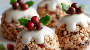 No-Bake Rice Krispie Christmas Puddings