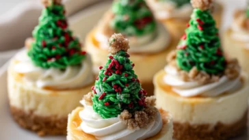 Adorable Christmas Mini Tree Cheesecakes
